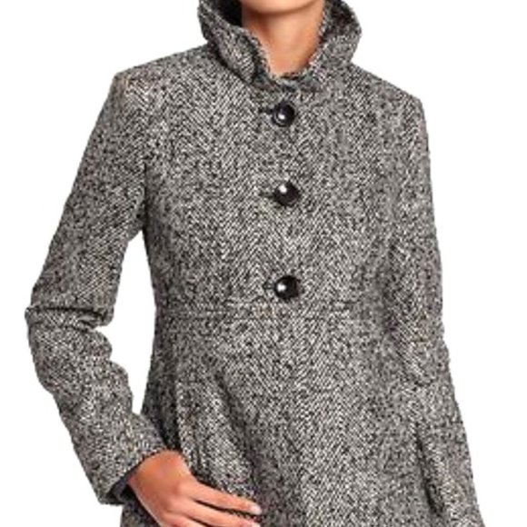 EUC! Old Navy black/white tweed, 3-button coat - Picture 1 of 9